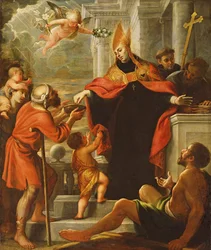 Der heilige Thomas von Villanova verteilt Almosen